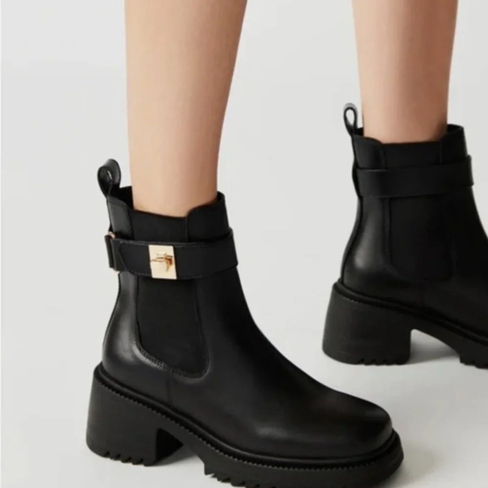 STEVE MADDEN BLACK LEATHER GATES WOMEN'S BOOT SZ 10 NWOT NWOB - Picture 5 of 11